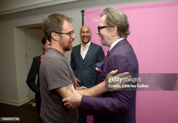 Sam Rockwell, Keegan-Michael Key, and Gary Oldman, wearing Paul Smith, attend Paul Smith's intimate dinner with Gary Oldman at Chateau Marmont on...