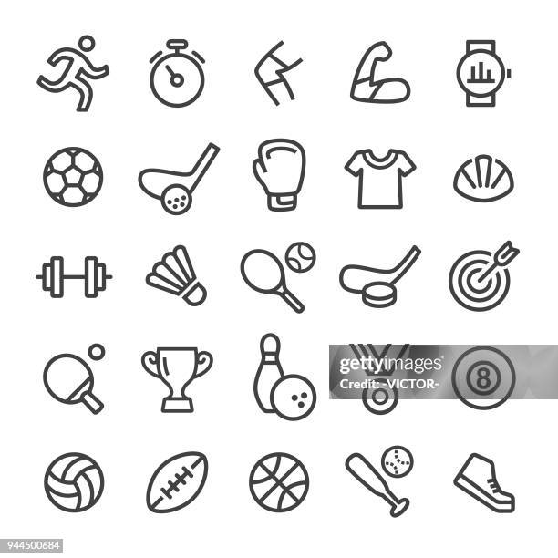 ilustraciones, imágenes clip art, dibujos animados e iconos de stock de iconos de deporte - serie inteligente - badminton racket