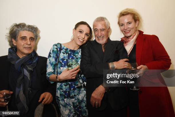 Jean Merhi, Sacha Lucas, sculptor Stan Levy and Lorraine Motte attend the "Bel RP" 10th Anniversary at Atelier Sevigne on April 10, 2018 in Paris,...