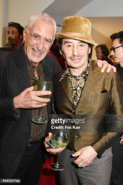 Sculptor Stan Levy and DJ Albert de Paname attend the "Bel RP" 10th Anniversary at Atelier Sevigne on April 10, 2018 in Paris, France.