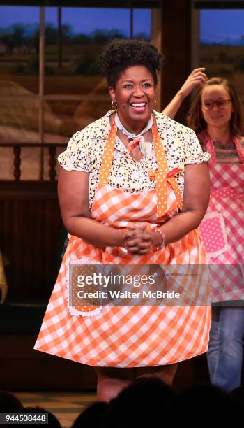 NaTasha Yvette Williams during Katharine McPhee's Broadway Debut Curtain Call in 'Waitress' at the Brooke Atkinson Theatre on April 10, 2018 in New...