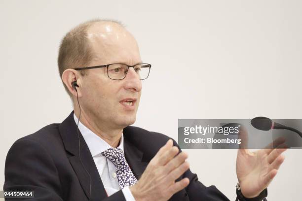 Craig Meller chief executive officer of AMP Ltd., speaks during a panel discussion at the Boao Forum for Asia Annual Conference in Boao, China, on...
