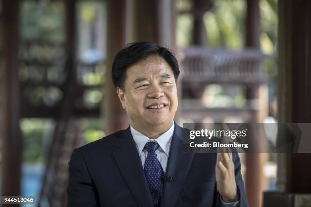 Wang Yilin, chairman of China National Petroleum Corp. , speaks during a Bloomberg Television interview on the sidelines of the Boao Forum for Asia...