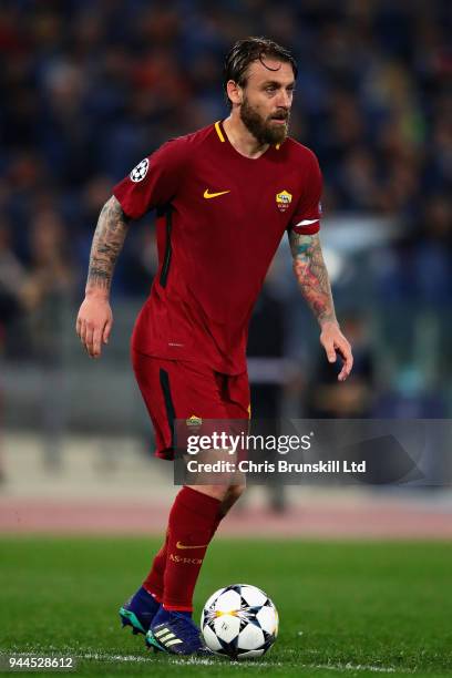 Daniele De Rossi of AS Roma in action during the UEFA Champions League Quarter Final, second leg match between AS Roma and FC Barcelona at Stadio...