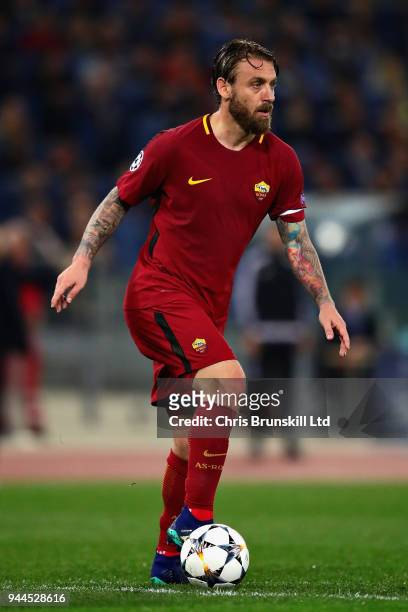 Daniele De Rossi of AS Roma in action during the UEFA Champions League Quarter Final, second leg match between AS Roma and FC Barcelona at Stadio...
