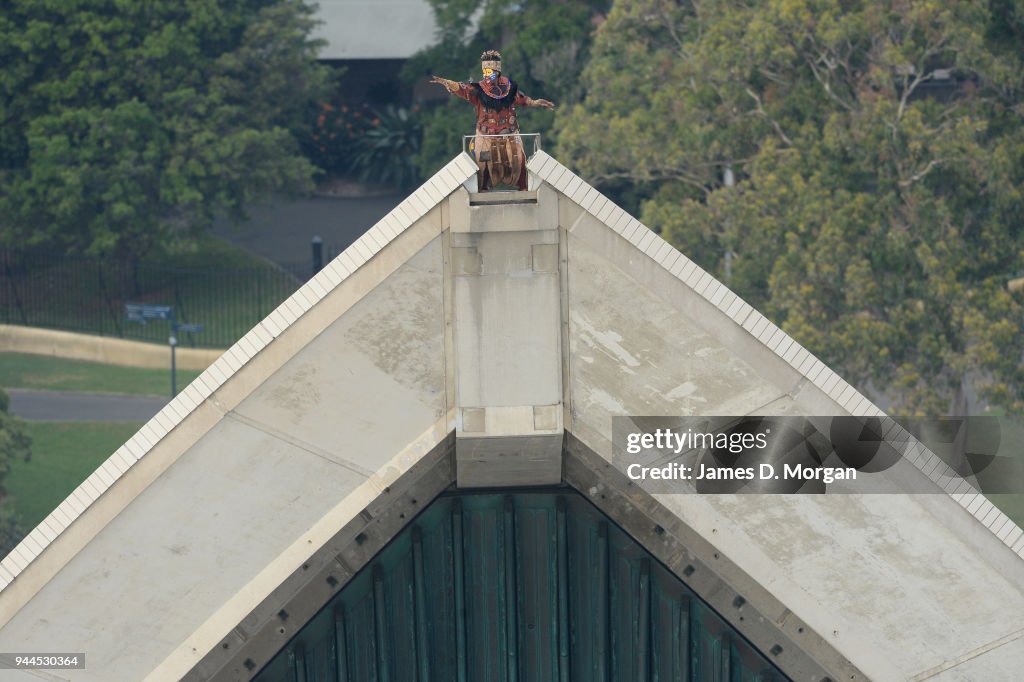 Disney's The Lion King comes to Sydney and Rafiki performs on top of the sails of the Sydney Opera House in publicity launch