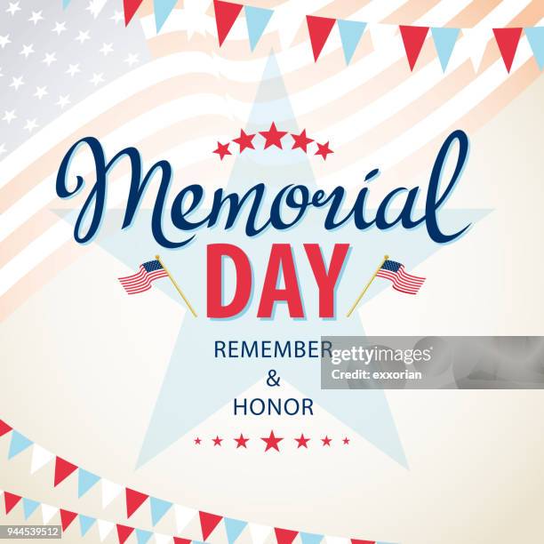 celebrate american memorial day - memorial day flag ceremony stock illustrations