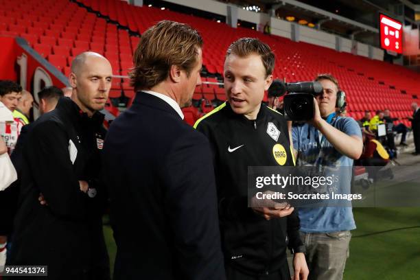 Referee Stan Teuben during the Dutch Jupiler League match between PSV U23 v Go Ahead Eagles at the De Herdgang on April 10, 2018 in Eindhoven...