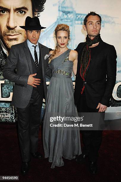 Robert Downey Jnr, Rachel McAdams and Jude Law arrive at the World Premiere of 'Sherlock Holmes', at the Empire Cinema Leicester Square on December...