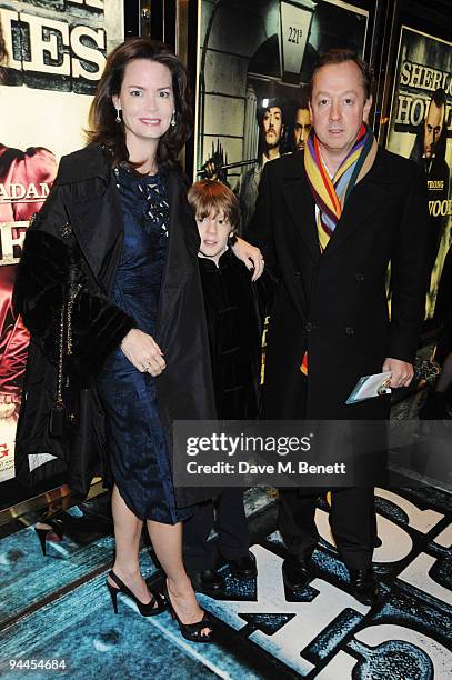 Geordie Greig and his family arrive at the World Premiere of 'Sherlock Holmes', at the Empire Cinema Leicester Square on December 14, 2009 in London,...