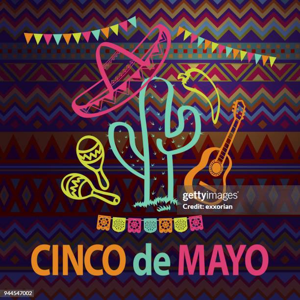 cinco de mayo celebration - north american tribal culture stock illustrations