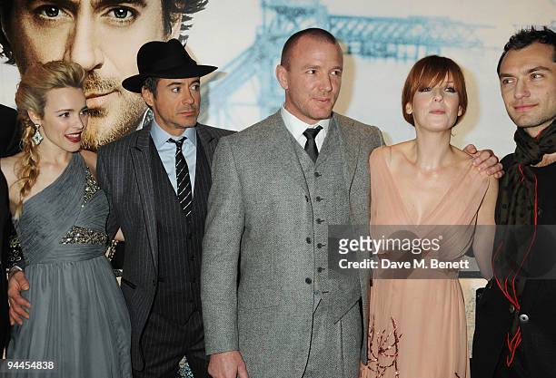 Rachel McAdams, Robert Downey Jnr, Guy Ritchie and Kelly Reilly arrive at the World Premiere of 'Sherlock Holmes', at the Empire Cinema Leicester...