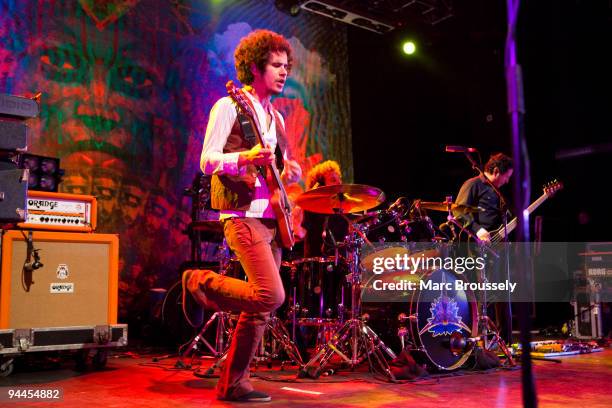 Omar Rodriguez-Lopez, Dave Elitch and Juan Alderete de la PeÃ±a of Mars Volta performs on stage at The Forum on December 14, 2009 in London, England.