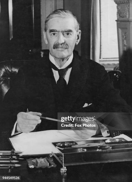 British statesman Neville Chamberlain , circa 1932.