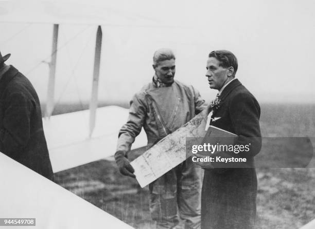 The Marquis of Clydesdale , the first person to fly over Mount Everest, 1933. He is pictured with Flight Lieutenant D. F. McIntyre and his journey...