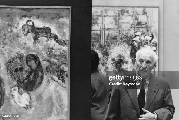 Artist Marc Chagall at an exhibition of his work at the Museum of Art in Zurich, Switzerland, 23rd May 1967.