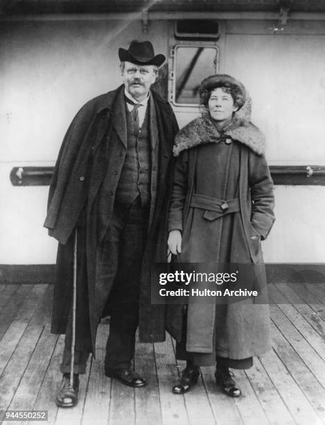 British authors G. K. Chesterton and his wife Frances, née Blogg , 1921.