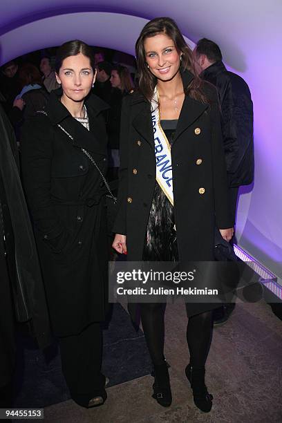 Miss France 2009 Malika Menard and Cristiana Reali attend the Toshiba 'Go to Space' party at Palais De Tokyo on December 14, 2009 in Paris, France.