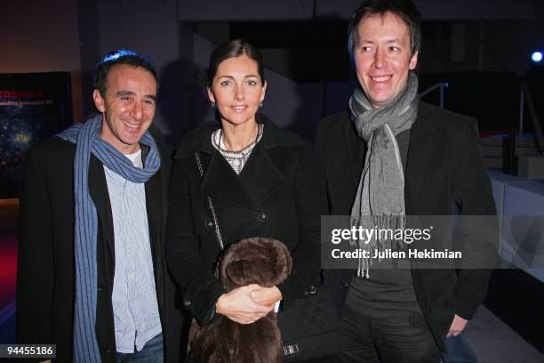 Elie Semoun, Cristiana Reali and Jean-Luc Lemoine attend the Toshiba 'Go to Space' party at Palais De Tokyo on December 14, 2009 in Paris, France.