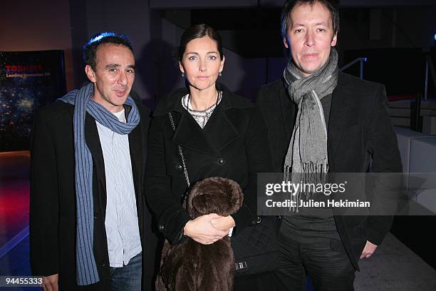 Elie Semoun, Cristiana Reali and Jean-Luc Lemoine attend the Toshiba 'Go to Space' party at Palais De Tokyo on December 14, 2009 in Paris, France.