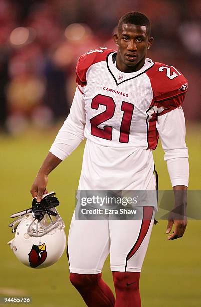 Safety Antrel Rolle of the Arizona Cardinals walks on the field prior to their game against the San Francisco 49ers at Candlestick Park on December...