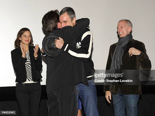 Actress Marion Cotillard, director Rob Marshall, actor Daniel Day-Lewis, and producer/choreographer John DeLuca introduce a Broadway screening of The...