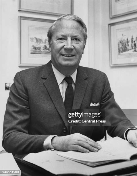 British Conservative politician Edward Heath , Leader of the Opposition, at his flat at the Albany, London, 25th November 1969.