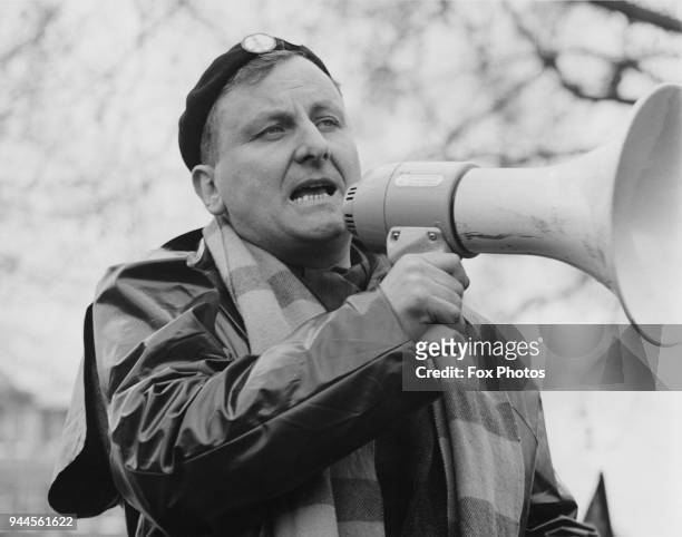 Peter Cadogan , Secretary of the 'Committee of 100' addresses a 'Ban the Bomb' demonstration held in Hyde Park, London, on Easter Monday, 15th April...