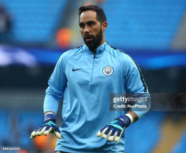 Manchester City's Claudio Bravo during the UEFA Champions League Quarter Final Second Leg match between Manchester City and Liverpool at Etihad...