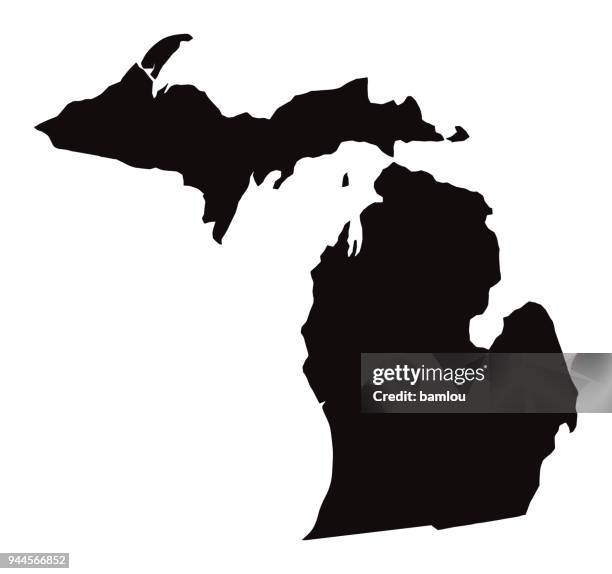 ilustrações, clipart, desenhos animados e ícones de mapa detalhado do estado de michigan - michigan