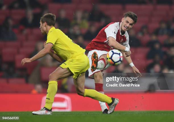 Vlad Dragomir of Arsenal during the match between Arsenal U23 and Villarreal U23 at Emirates Stadium on April 10, 2018 in London, England.