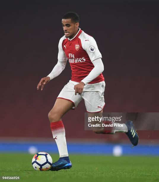 Yassin Fortune of Arsenal during the match between Arsenal U23 and Villarreal U23 at Emirates Stadium on April 10, 2018 in London, England.