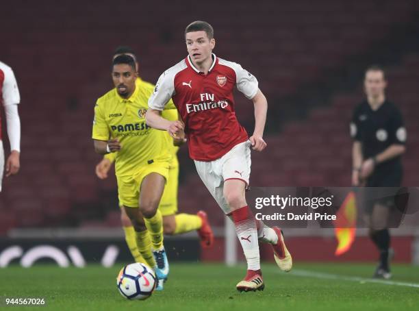 Charlie Gilmour of Arsenal during the match between Arsenal U23 and Villarreal U23 at Emirates Stadium on April 10, 2018 in London, England.