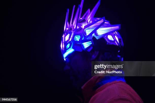 British singer Jay Kay of Jamiroquai band is seen performs on stage during a concert held at Arena CDMX as part of Automaton Tour on April 10, 2018...