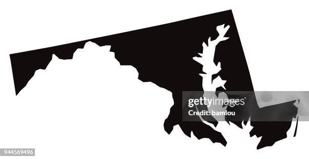 detaillierte karte der maryland state - maryland us state stock-grafiken, -clipart, -cartoons und -symbole