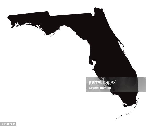 detailed map of florida state - gulf coast states stock illustrations