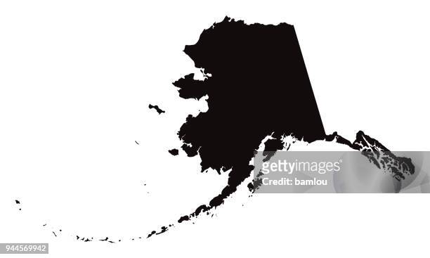 detailed map of alaska state - continent geographic area stock illustrations