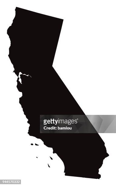 stockillustraties, clipart, cartoons en iconen met gedetailleerde kaart van california state - californië