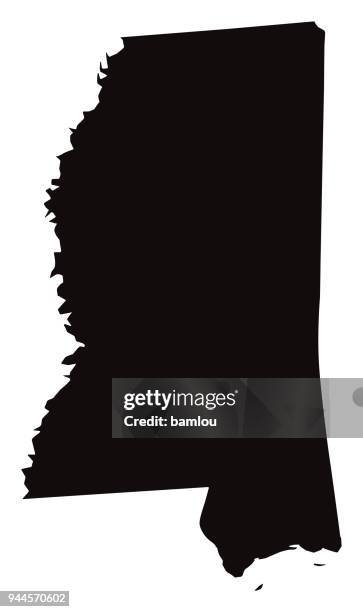 detailed map of mississippi state - continent geographic area stock illustrations