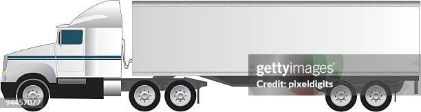 ilustrações, clipart, desenhos animados e ícones de dezoito wheeler trailer articulado semi-caminhão - caminhão articulado