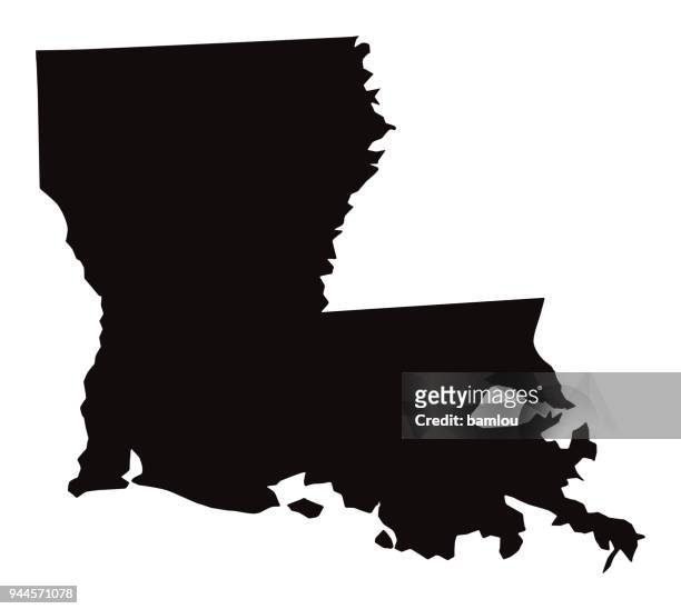 detailed map of louisiana state - continent geographic area stock illustrations