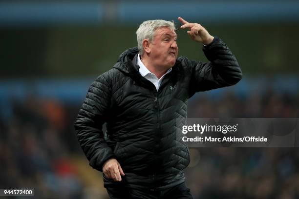 Aston Villa manager Steve Bruce during the Sky Bet Championship match between Aston Villa and Cardiff City at Villa Park on April 10, 2018 in...
