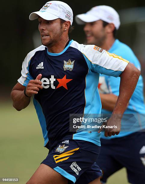 Scott Prince runs during a Gold Coast Titans NRL training session at Robina on December 15, 2009 at the Gold Coast, Australia.