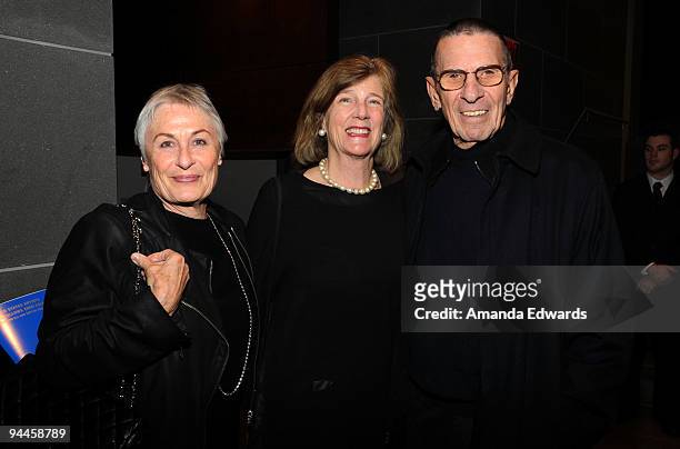 Actor Leonard Nimoy, Mary Shaffer and Susan Bay attend the United States Artists announcement of its 50 USA fellowships for 2009 at the Broad Stage...