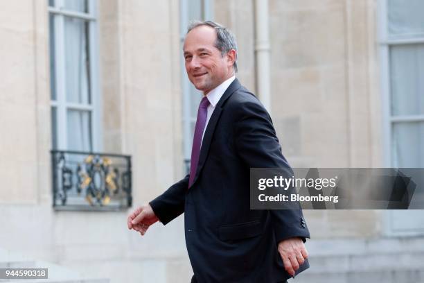 Frederic Oudea, chief executive officer of Societe Generale SA, arrives at the Elysee Palace ahead of a dinner with Mohammed bin Salman, Saudi...