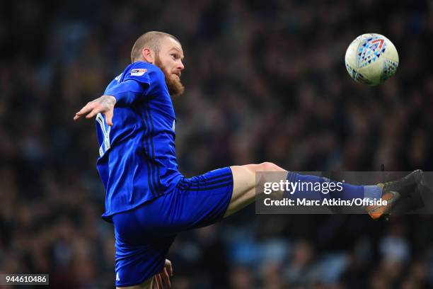 Aron Gunnarsson of Cardiff City during the Sky Bet Championship match between Aston Villa and Cardiff City at Villa Park on April 10, 2018 in...