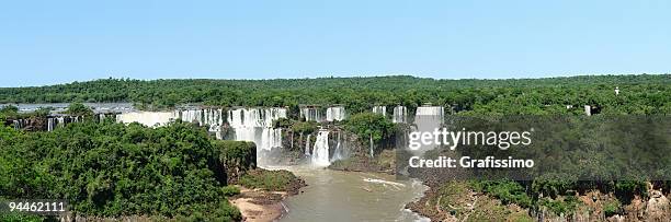 panorama of jungle with waterfalls - iguazú stock pictures, royalty-free photos & images