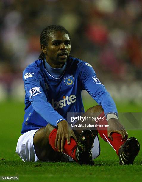 Kanu of Portsmouth looks on during the Barclays Premier League match between Sunderland and Portsmouth at the Stadium of Light on December 12, 2009...