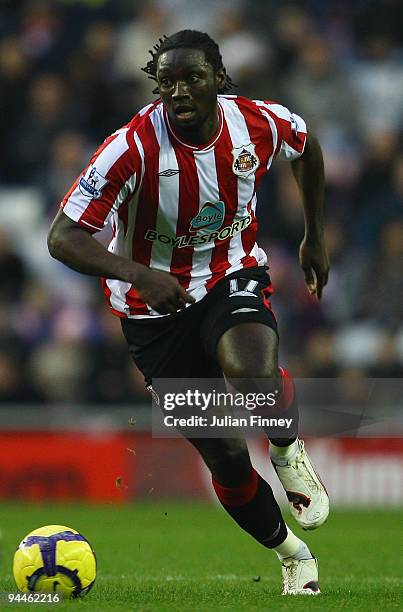 Kenwyne Jones of Sunderland in action during the Barclays Premier League match between Sunderland and Portsmouth at the Stadium of Light on December...