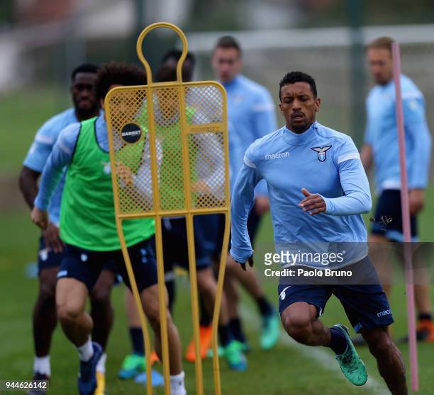 Nani of SS Lazio in action during the SS Lazio training session at Formello on April 11, 2018 in Rome, Italy.